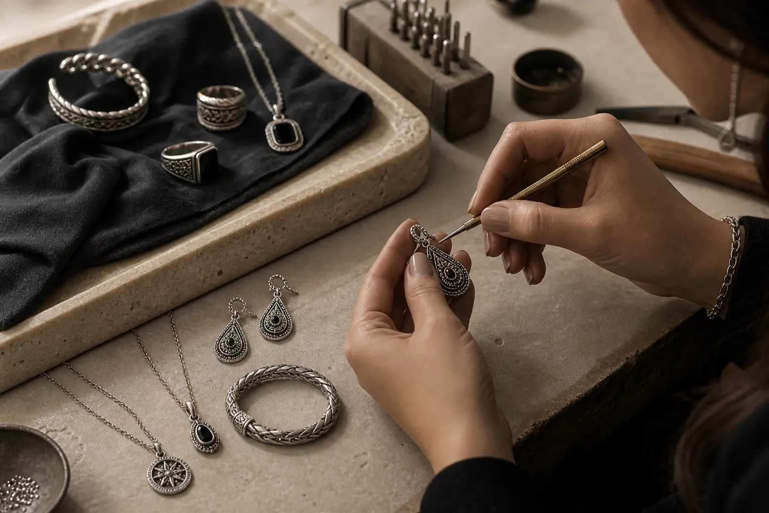 TARAF silver jewellery detail